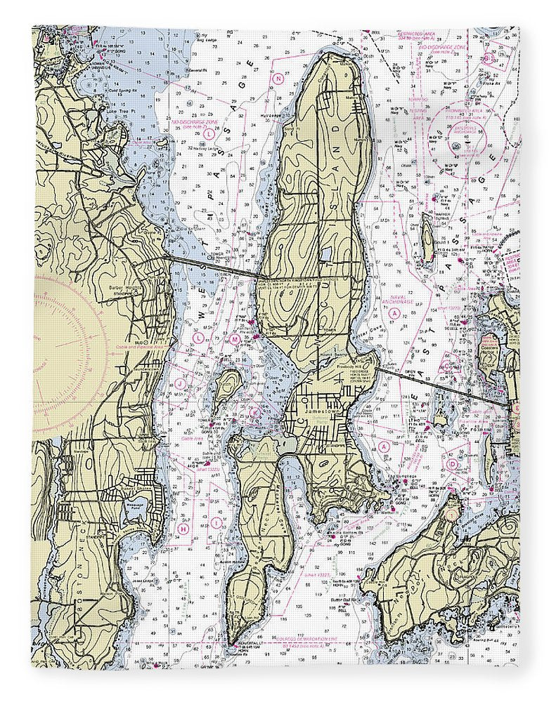 Jamestown Island Rhode Island Nautical Chart - Blanket
