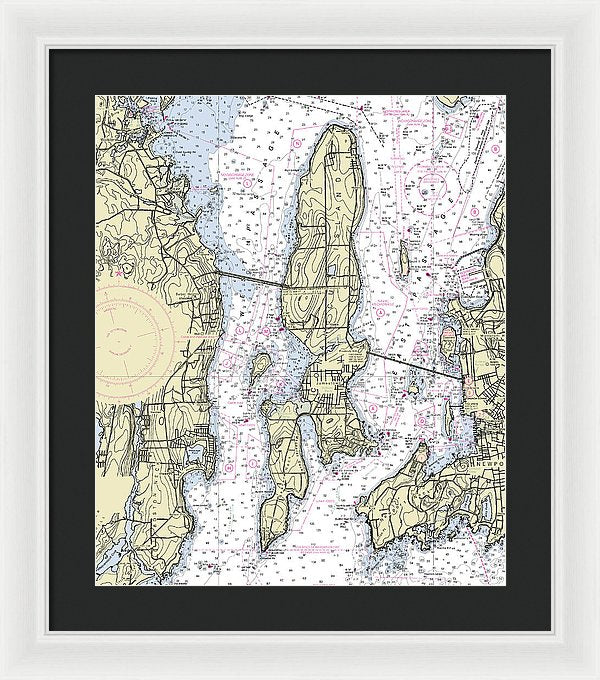 Jamestown Island Rhode Island Nautical Chart - Framed Print