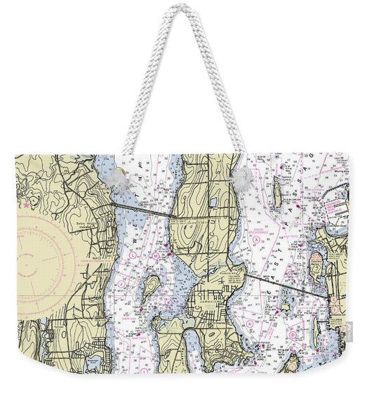 Jamestown Island Rhode Island Nautical Chart - Weekender Tote Bag