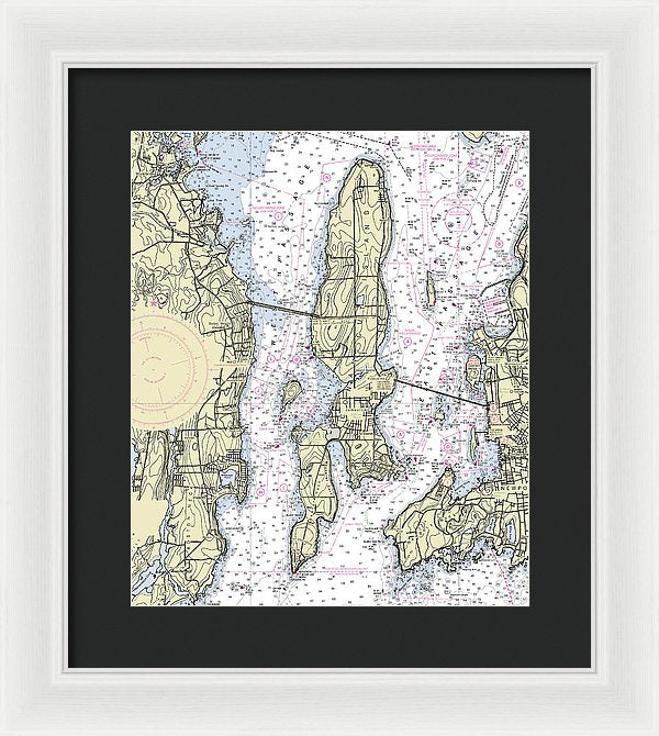 Jamestown Island Rhode Island Nautical Chart - Framed Print