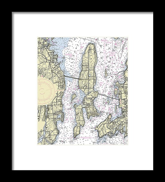 Jamestown Island Rhode Island Nautical Chart - Framed Print