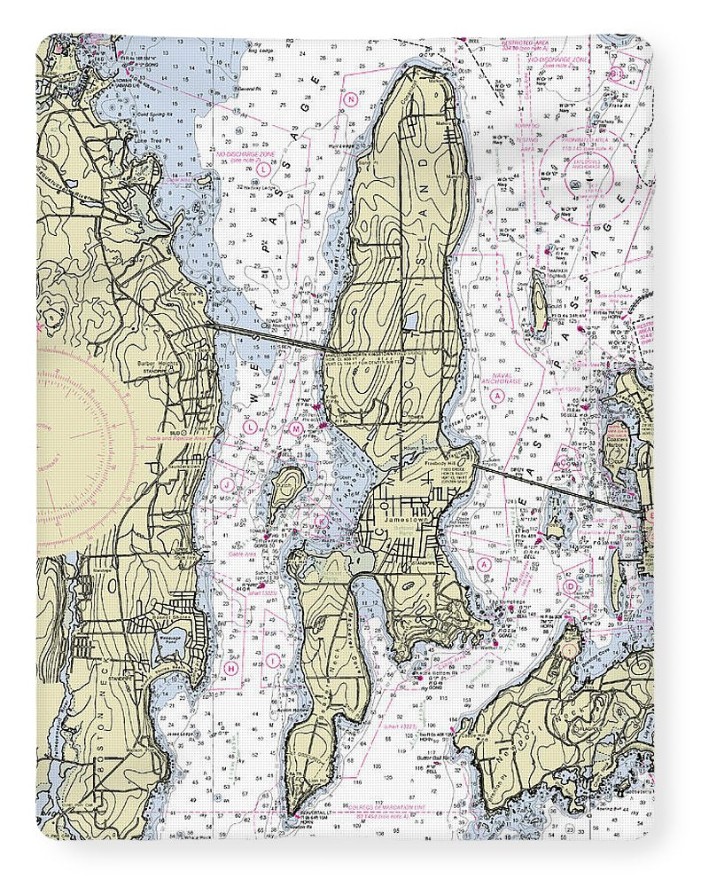 Jamestown Island Rhode Island Nautical Chart - Blanket