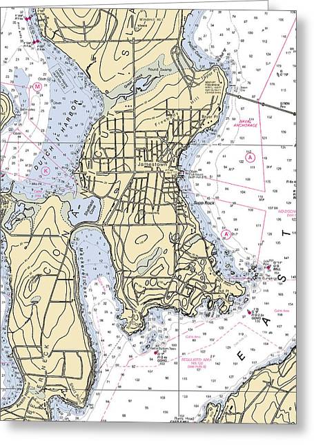 Jamestown -rhode Island Nautical Chart _v2 - Greeting Card