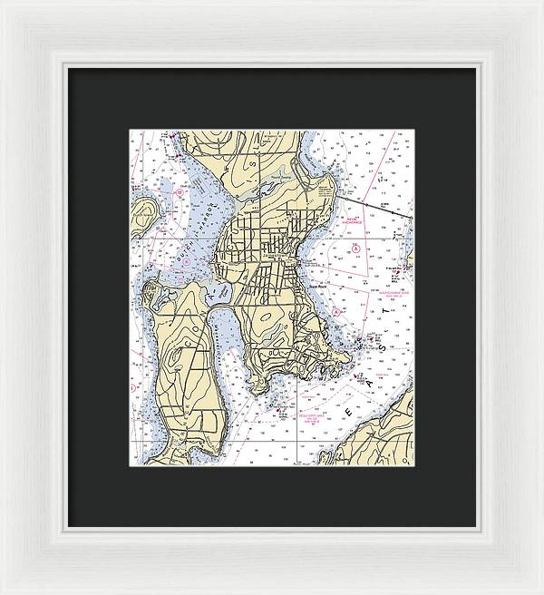 Jamestown -rhode Island Nautical Chart _v2 - Framed Print