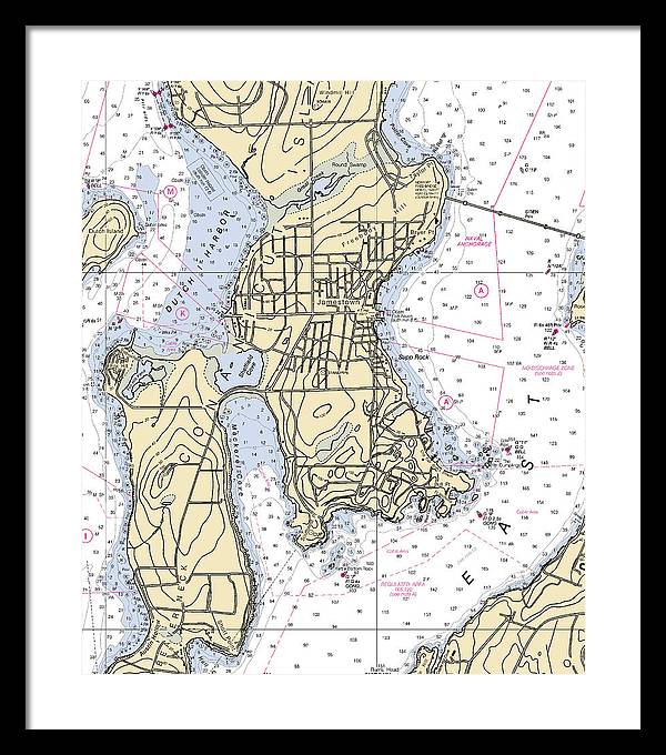 Jamestown -rhode Island Nautical Chart _v2 - Framed Print