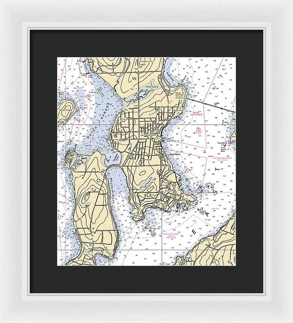 Jamestown -rhode Island Nautical Chart _v2 - Framed Print