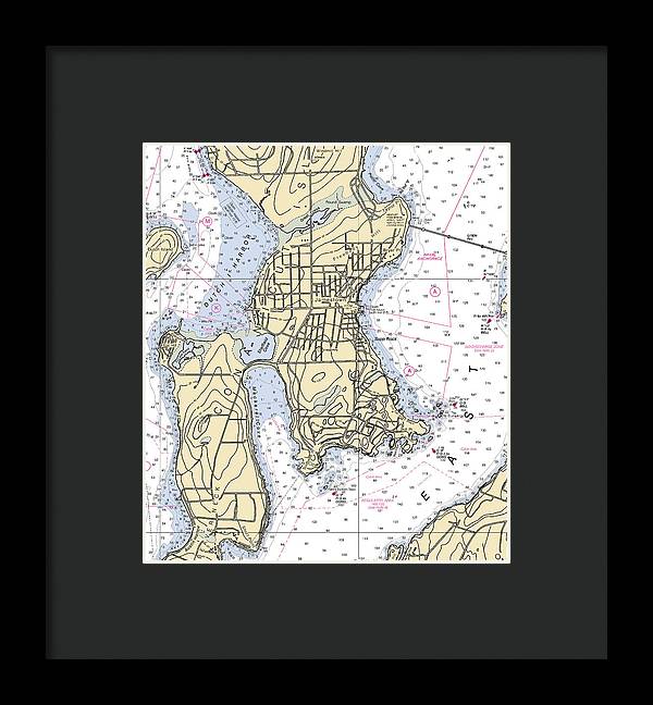 Jamestown -rhode Island Nautical Chart _v2 - Framed Print