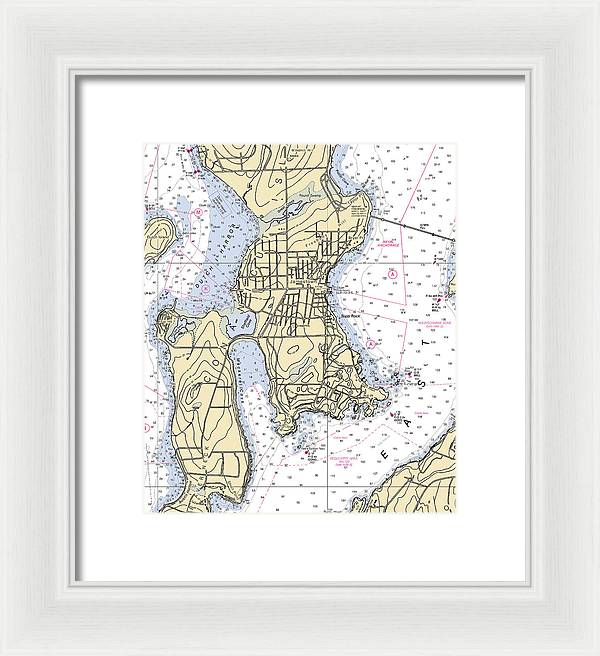 Jamestown -rhode Island Nautical Chart _v2 - Framed Print