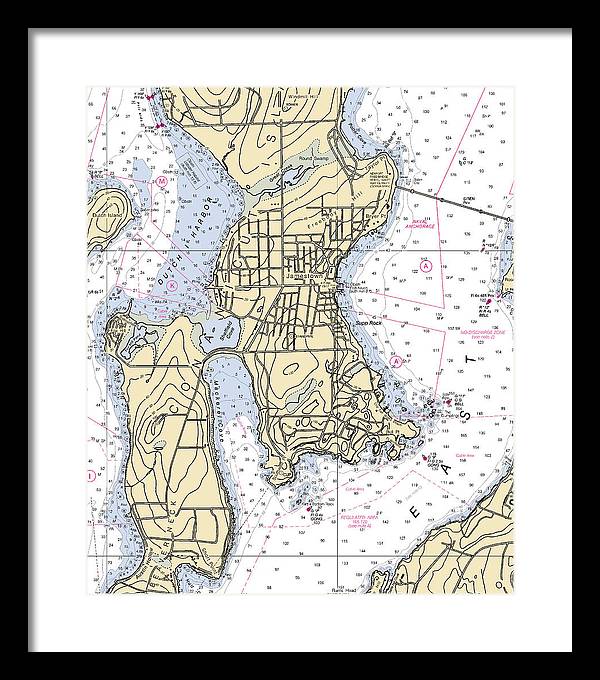 Jamestown -rhode Island Nautical Chart _v2 - Framed Print