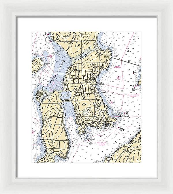 Jamestown -rhode Island Nautical Chart _v2 - Framed Print