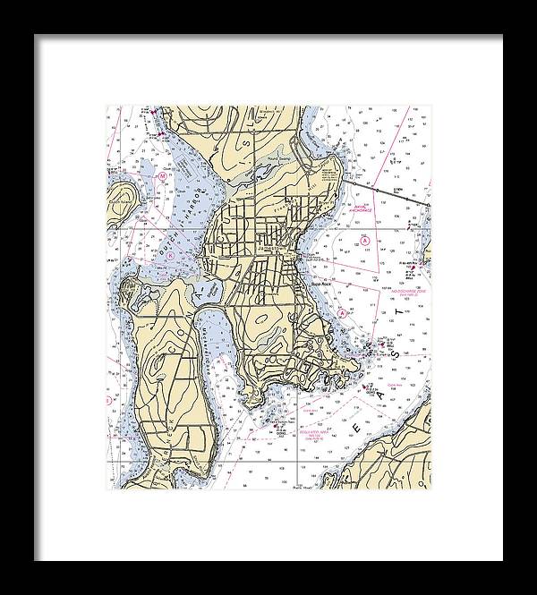 Jamestown -rhode Island Nautical Chart _v2 - Framed Print