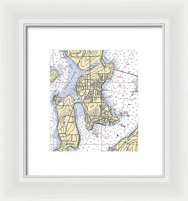 Jamestown -rhode Island Nautical Chart _v2 - Framed Print