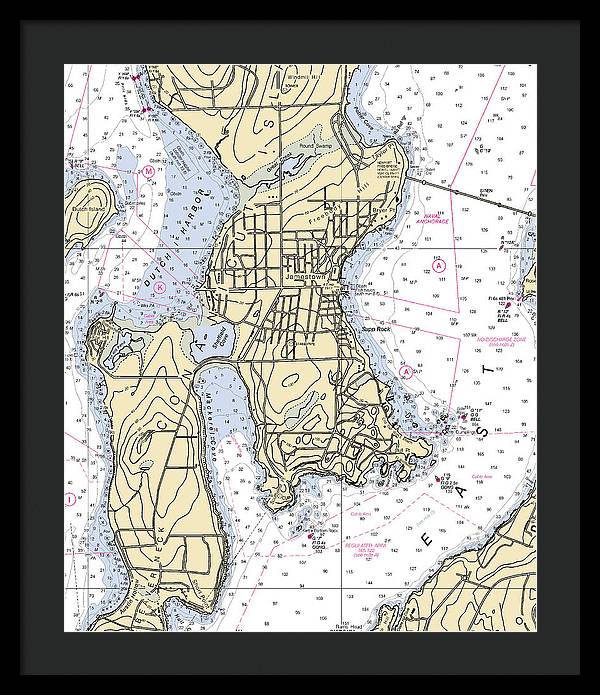 Jamestown -rhode Island Nautical Chart _v2 - Framed Print