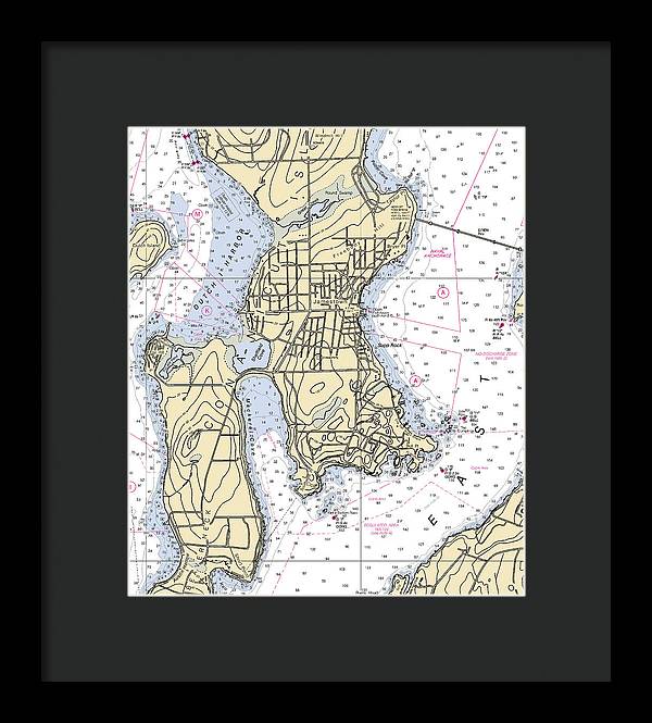 Jamestown -rhode Island Nautical Chart _v2 - Framed Print