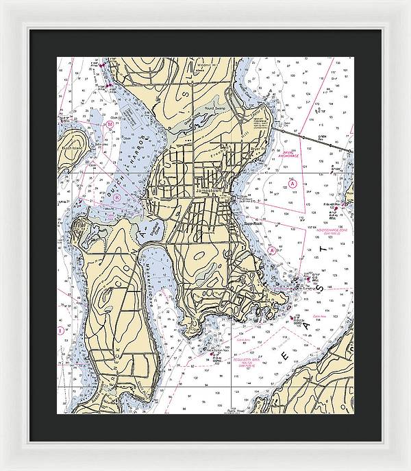 Jamestown -rhode Island Nautical Chart _v2 - Framed Print