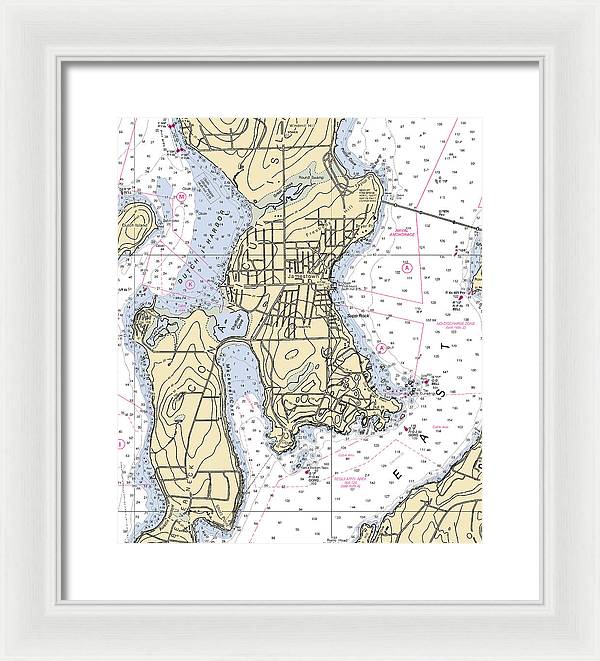 Jamestown -rhode Island Nautical Chart _v2 - Framed Print