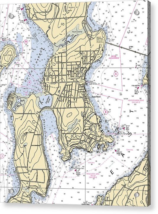 Jamestown -rhode Island Nautical Chart _v2 - Acrylic Print