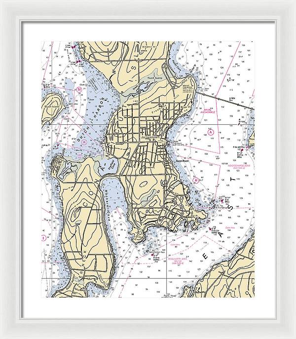 Jamestown -rhode Island Nautical Chart _v2 - Framed Print