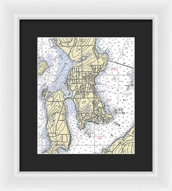 Jamestown -rhode Island Nautical Chart _v2 - Framed Print