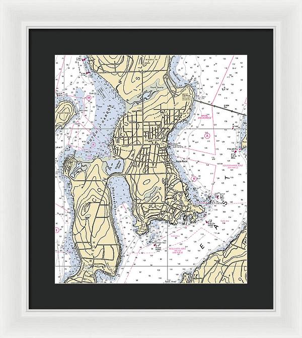 Jamestown -rhode Island Nautical Chart _v2 - Framed Print