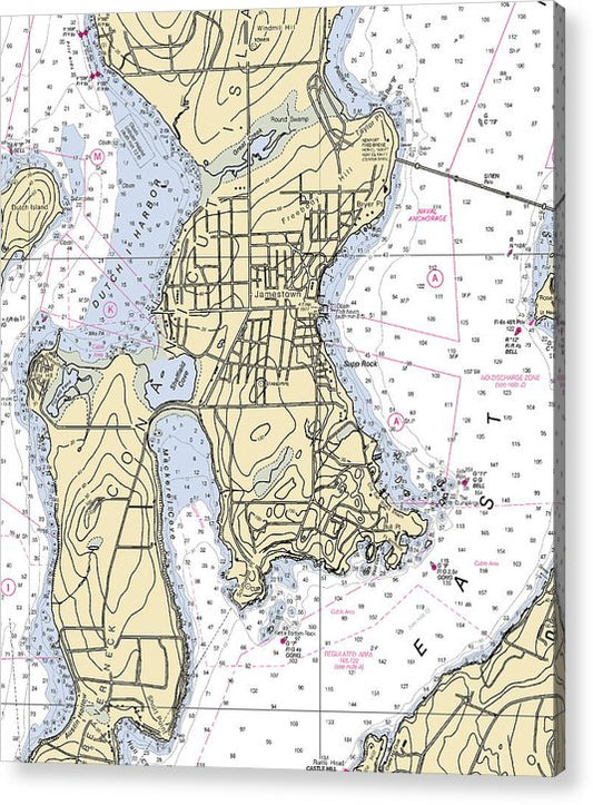 Jamestown -Rhode Island Nautical Chart _V2  Acrylic Print