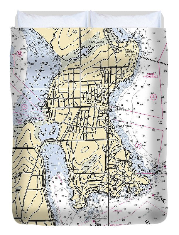 Jamestown -rhode Island Nautical Chart _v2 - Duvet Cover