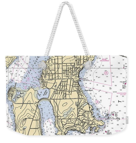 Jamestown -rhode Island Nautical Chart _v2 - Weekender Tote Bag