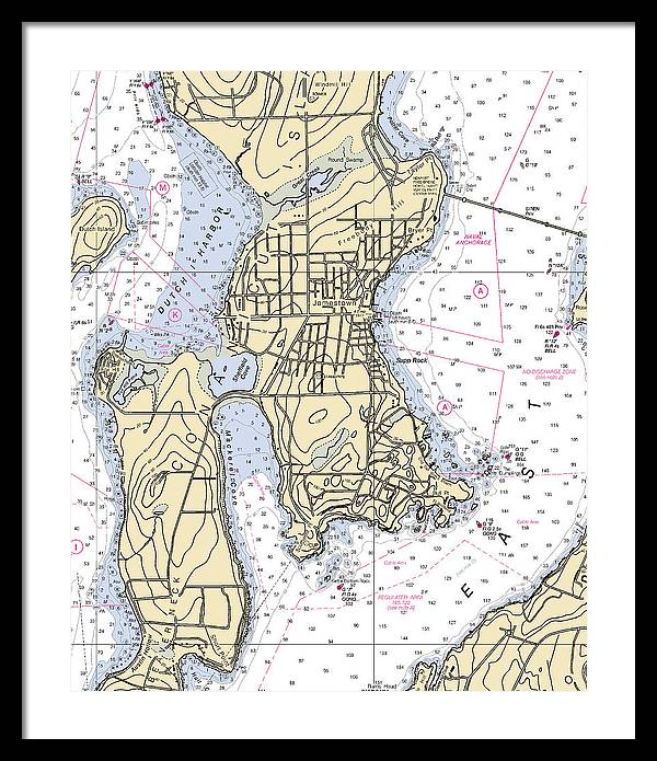 Jamestown -rhode Island Nautical Chart _v2 - Framed Print