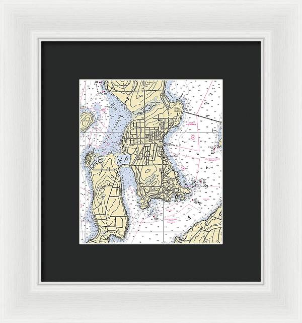 Jamestown -rhode Island Nautical Chart _v2 - Framed Print