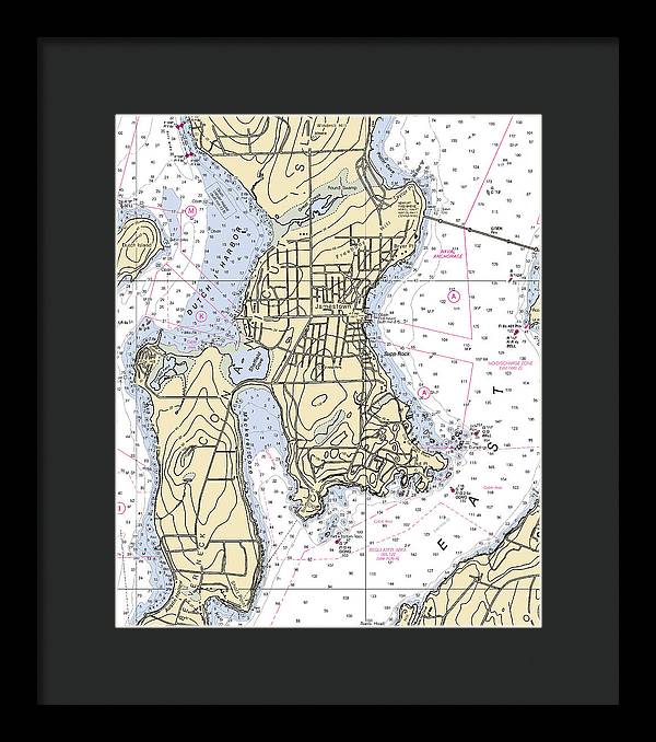 Jamestown -rhode Island Nautical Chart _v2 - Framed Print