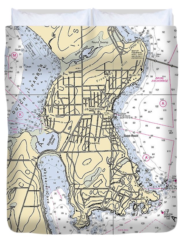 Jamestown -rhode Island Nautical Chart _v2 - Duvet Cover