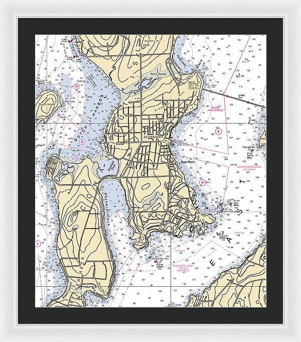 Jamestown -rhode Island Nautical Chart _v2 - Framed Print