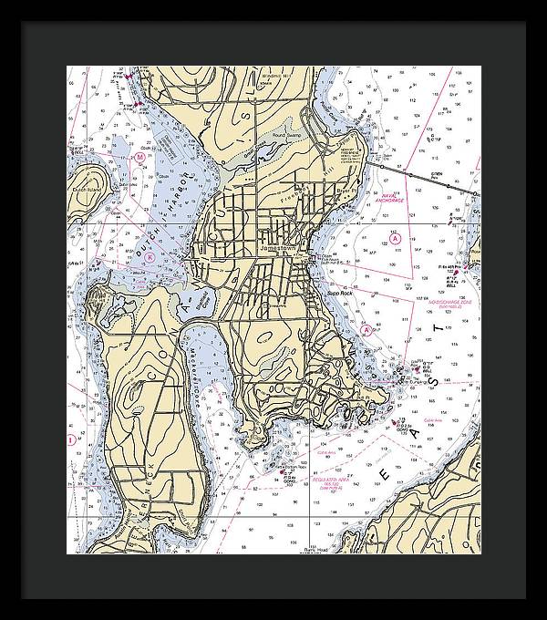 Jamestown -rhode Island Nautical Chart _v2 - Framed Print