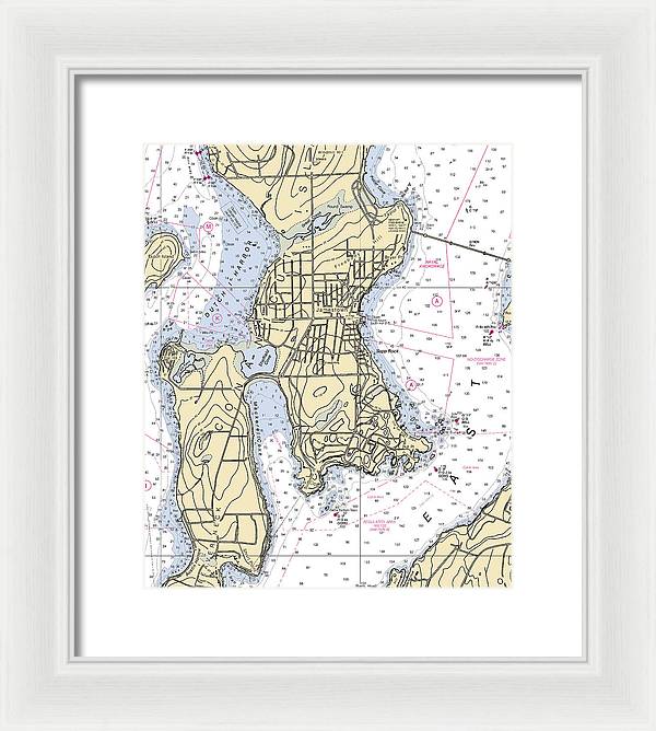 Jamestown -rhode Island Nautical Chart _v2 - Framed Print