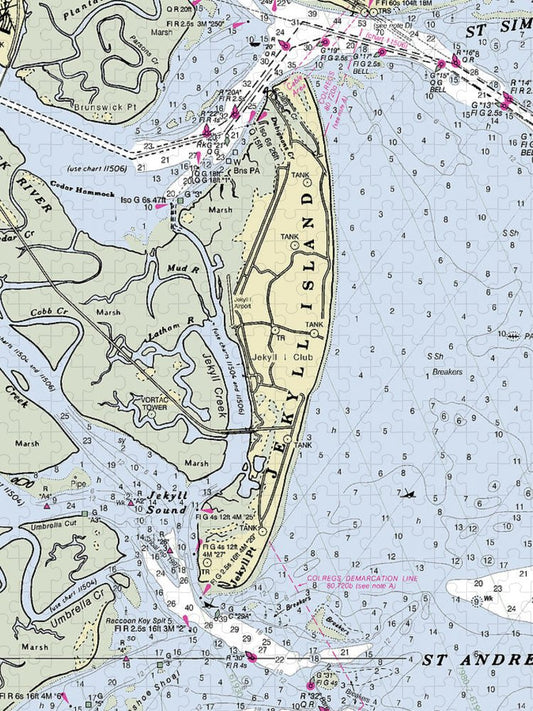 Jekyll Island Georgia Nautical Chart Puzzle