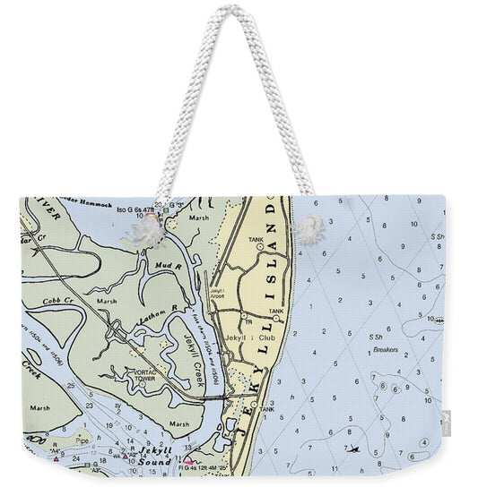 Jekyll Island Georgia Nautical Chart - Weekender Tote Bag