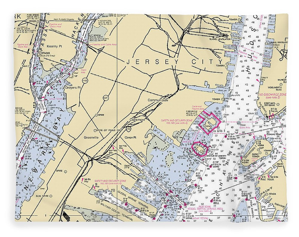 Jersey City-new Jersey Nautical Chart - Blanket