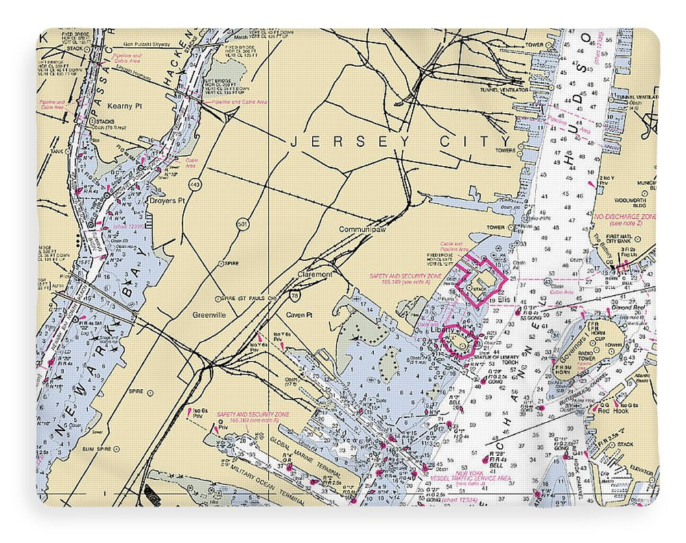 Jersey City-new Jersey Nautical Chart - Blanket