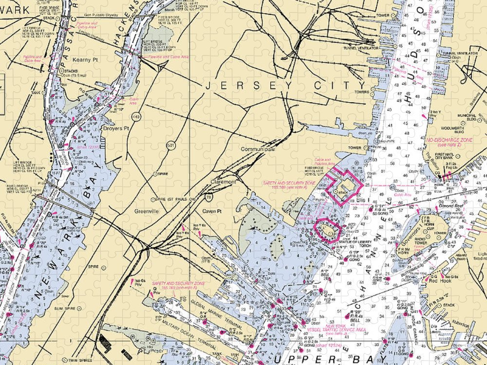 Jersey City New Jersey Nautical Chart Puzzle
