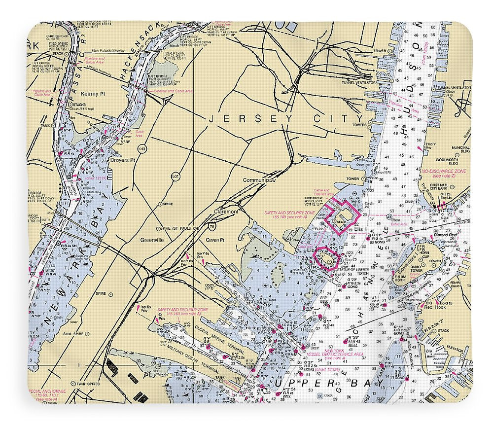 Jersey City-new Jersey Nautical Chart - Blanket