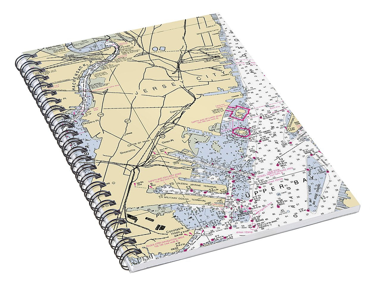 Jersey City-new Jersey Nautical Chart - Spiral Notebook