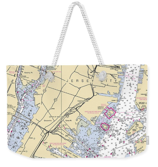 Jersey City-new Jersey Nautical Chart - Weekender Tote Bag