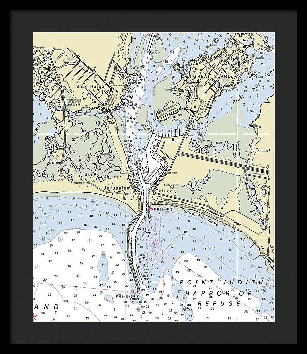 Jerusalem Rhode Island Nautical Chart - Framed Print
