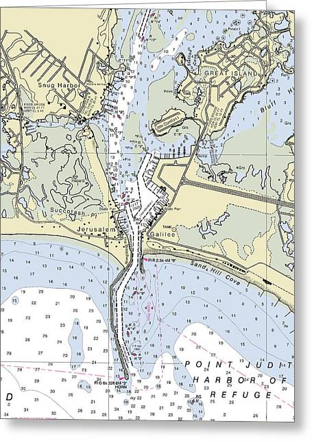 Jerusalem Rhode Island Nautical Chart - Greeting Card