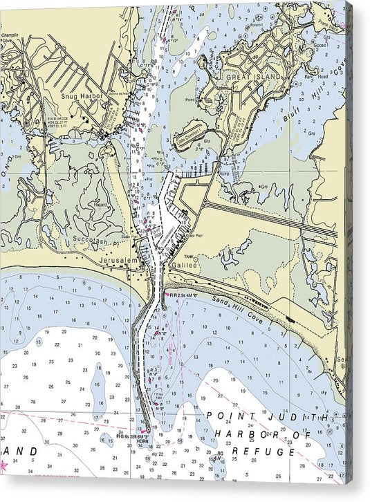Jerusalem Rhode Island Nautical Chart  Acrylic Print