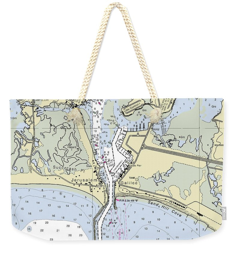 Jerusalem Rhode Island Nautical Chart - Weekender Tote Bag