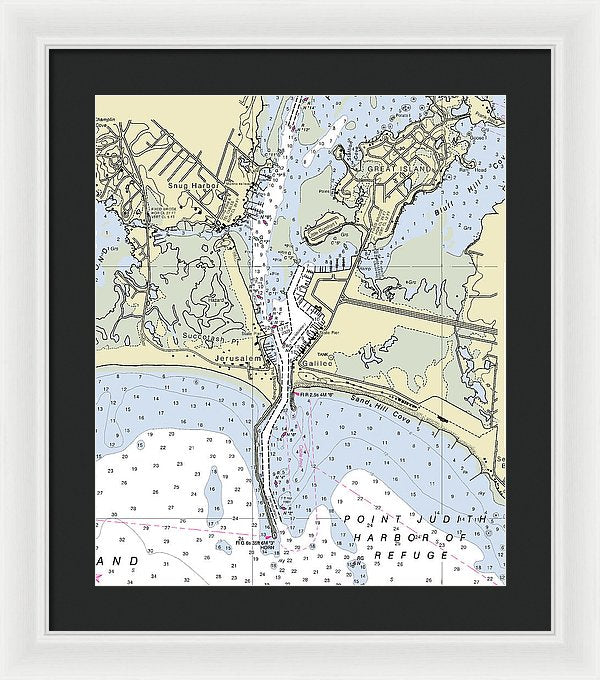 Jerusalem Rhode Island Nautical Chart - Framed Print