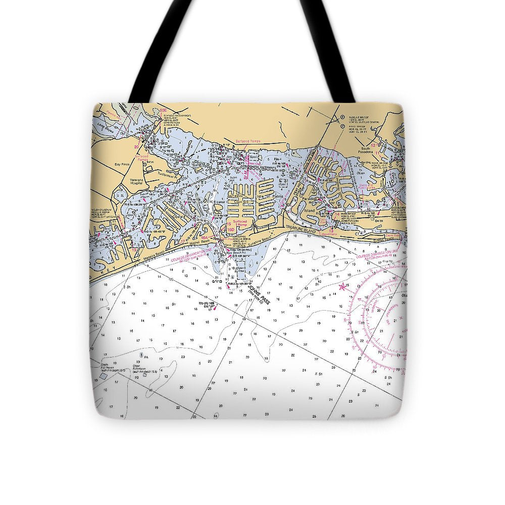 Johns Pass-florida Nautical Chart - Tote Bag