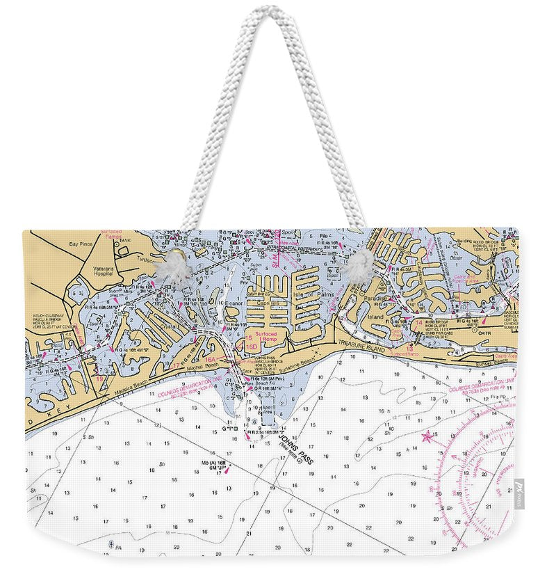 Johns Pass-florida Nautical Chart - Weekender Tote Bag