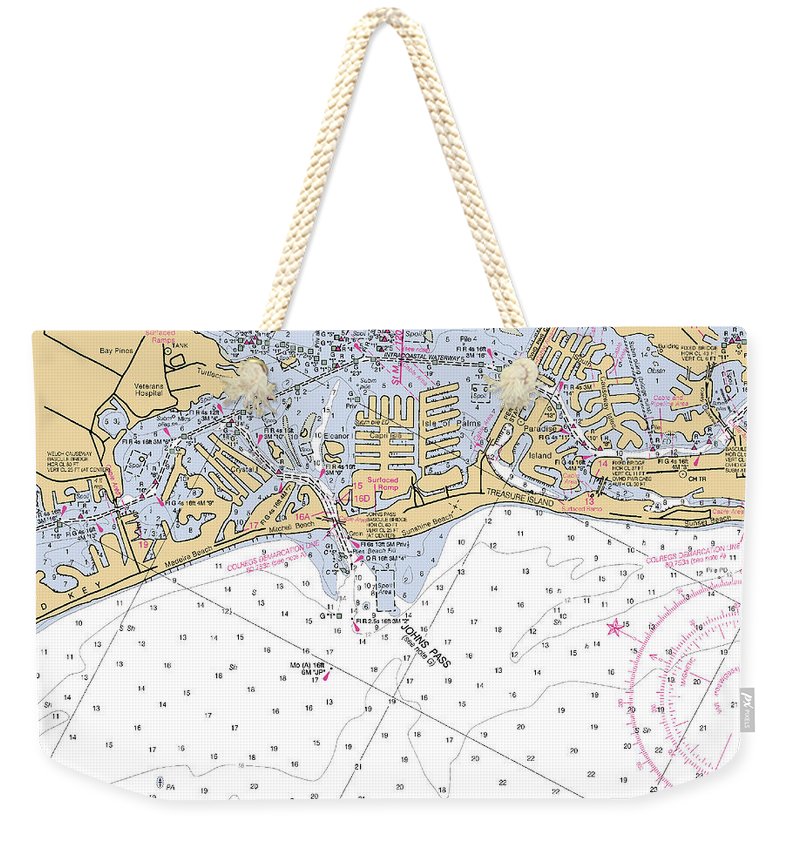 Johns Pass-florida Nautical Chart - Weekender Tote Bag